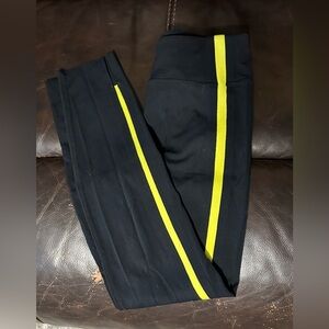 ZYIA Black Leggings with Vibrant Yellow Accent, Size 4